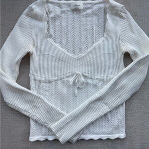 Wilfred Cream Ribbed Tie Front Blouse